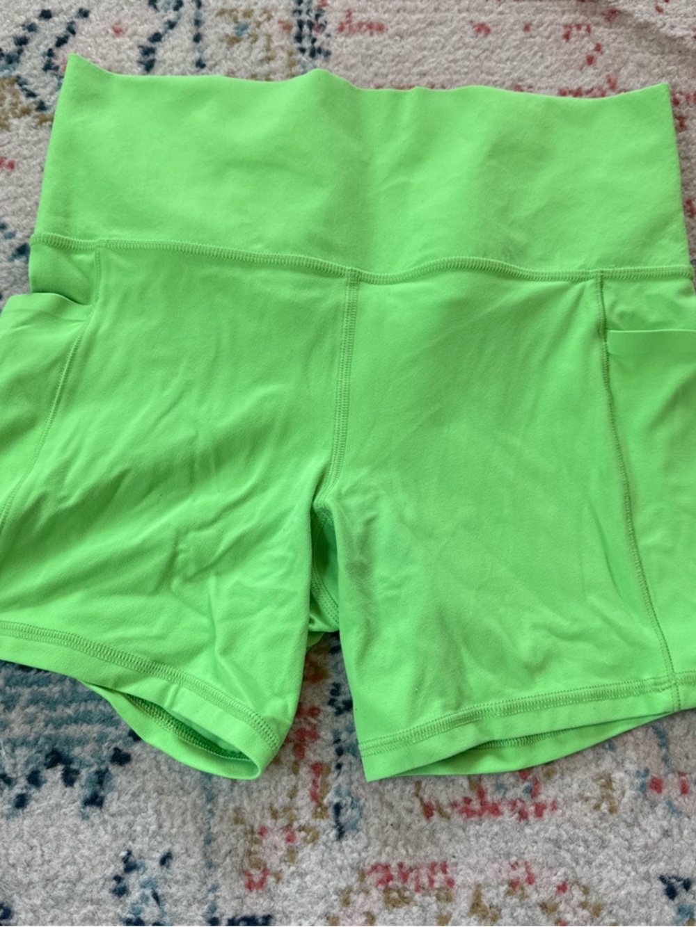 Athleta High-Waist Neon Lime Green Active Shorts